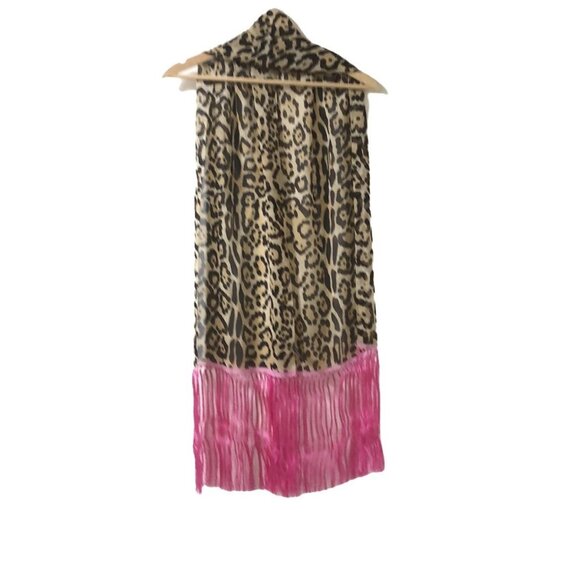 Auth COACH - Beige Dark Brown Pink Silk Scarf - Picture 1 of 10